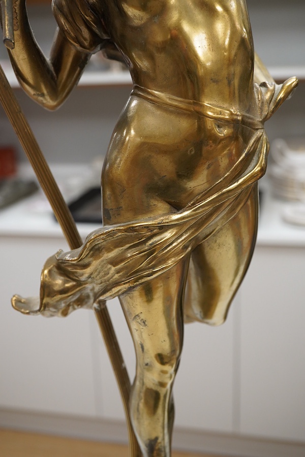 A 20th century brass figural table lamp, 81cm to top of figure
